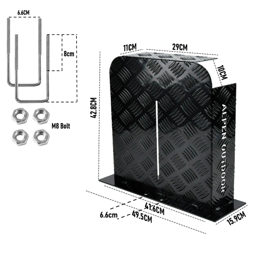 Alpen Outdoor Aluminium Diesel Tank Base Mount - Black, 10L/15L