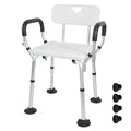 Adjustable Non-Slip Shower Seat with Padded Arms Removable Backrest and Aluminium Frame