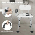 Adjustable Non-Slip Shower Seat with Padded Arms Removable Backrest and Aluminium Frame