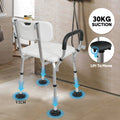 Adjustable Non-Slip Shower Seat with Padded Arms Removable Backrest and Aluminium Frame