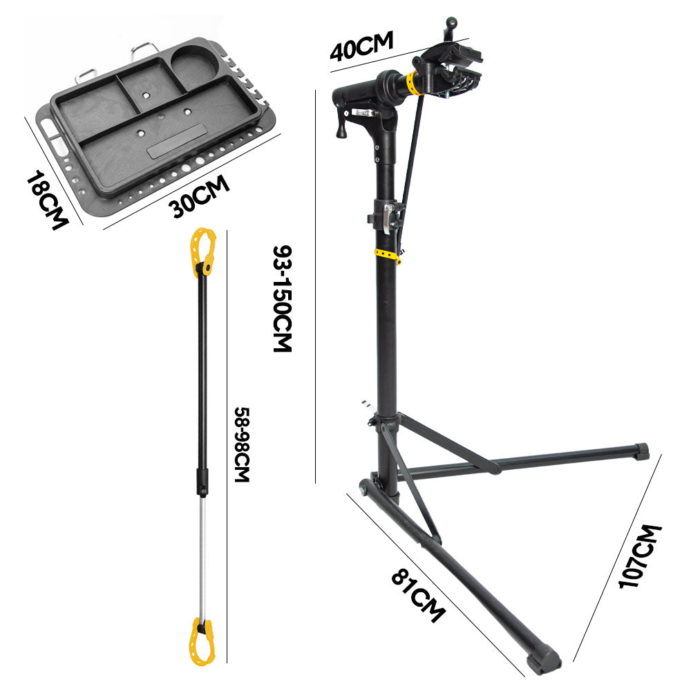 Premium 360° Rotating Bike Repair Rack with Tool Tray - 40-63in