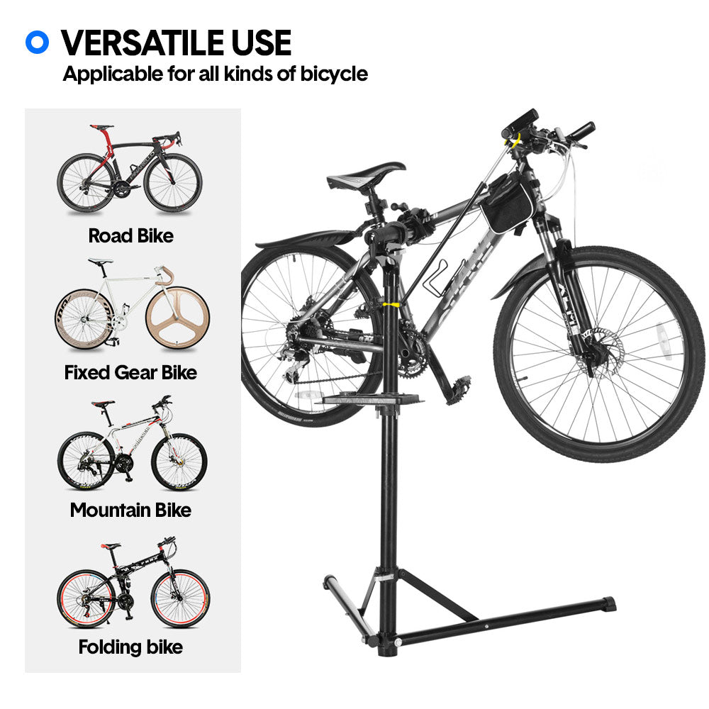 Premium 360° Rotating Bike Repair Rack with Tool Tray - 40-63in
