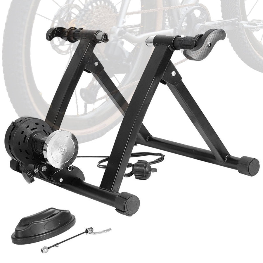 Premium Black Magnetic Indoor Bike Trainer Stand with 6-Level Resistance