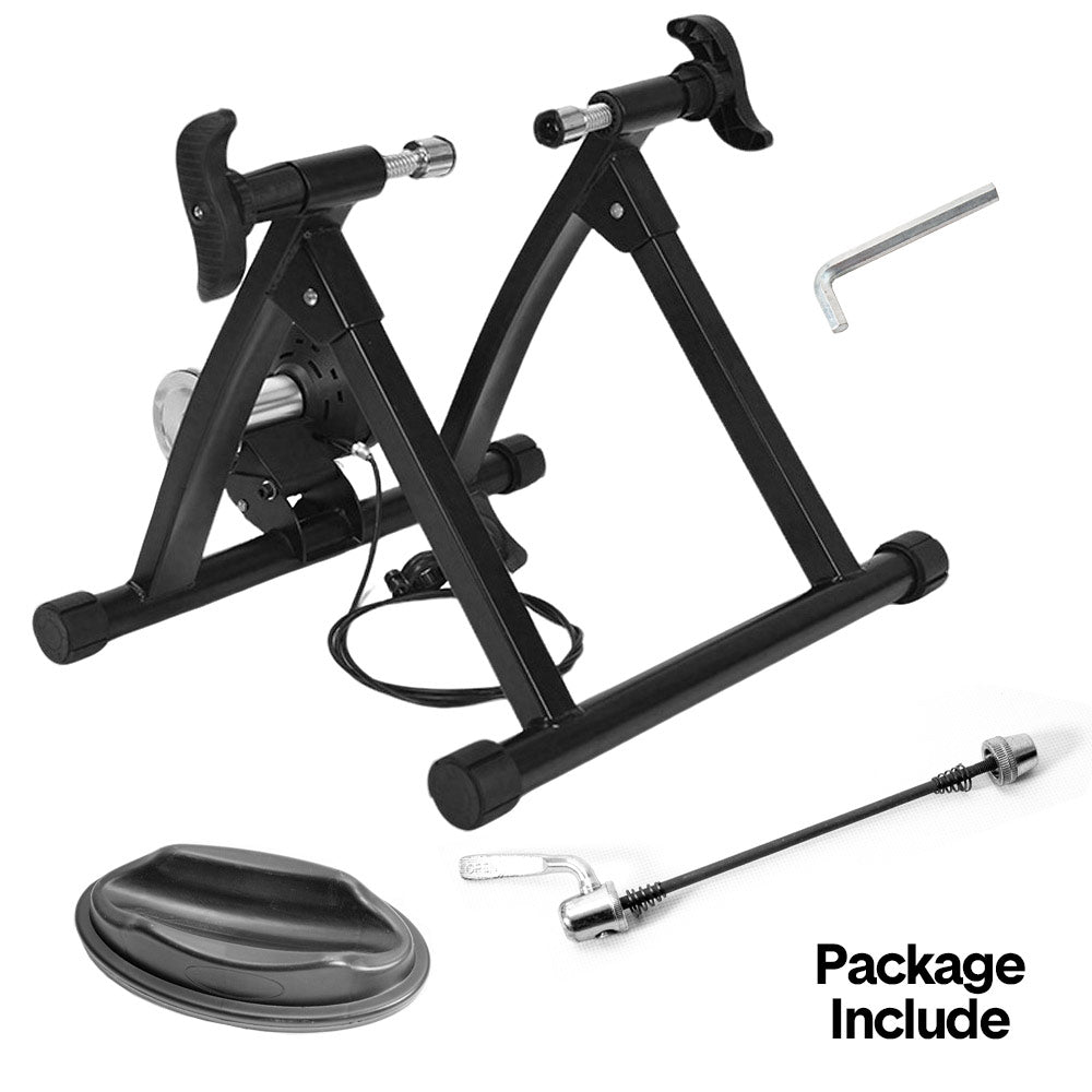 Premium Black Magnetic Indoor Bike Trainer Stand with 6-Level Resistance