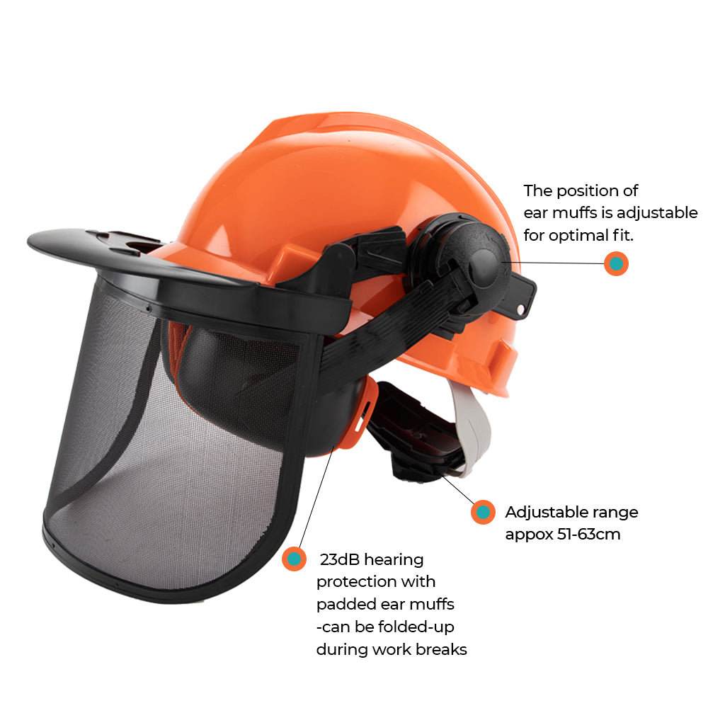 Premium Chainsaw Safety Helmet with Mesh Visor & 29dB Ear Muffs