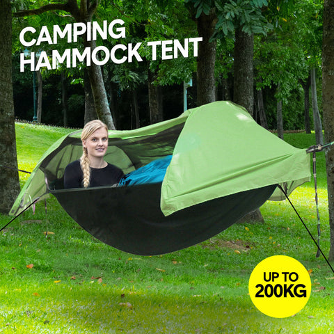 Premium Waterproof Hammock Tent – Green 270 x 140cm with Mosquito Net