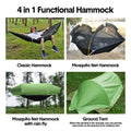 Premium Waterproof Hammock Tent – Green 270 x 140cm with Mosquito Net