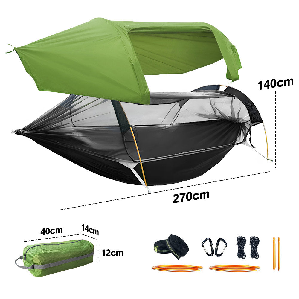Premium Waterproof Hammock Tent – Green 270 x 140cm with Mosquito Net