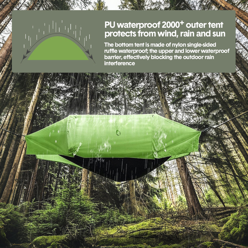 Premium Waterproof Hammock Tent – Green 270 x 140cm with Mosquito Net