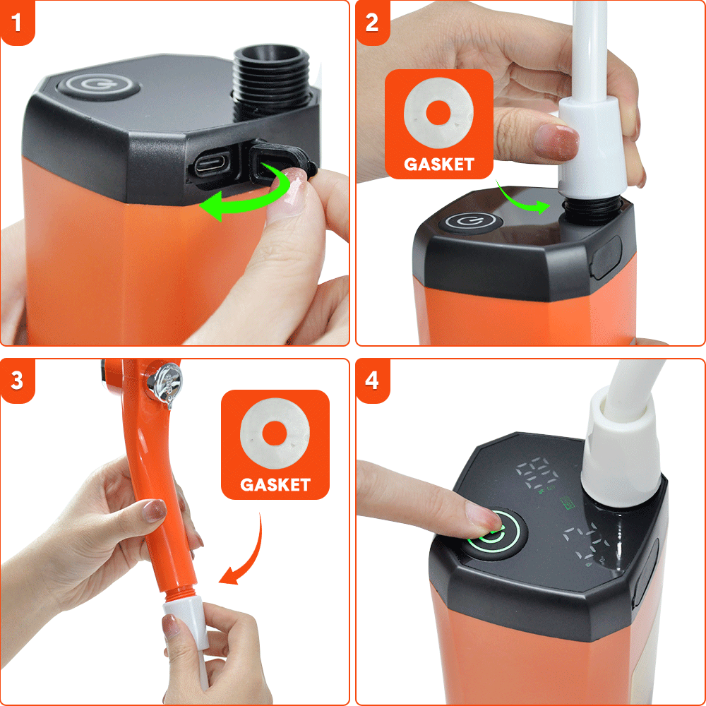 Premium Portable Camping Shower with Digital Display - Orange