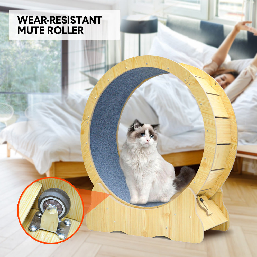 Premium Cat Running Wheel Ultra-Quiet Treadmill with Safety Latch