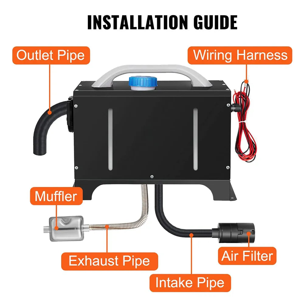 Premium 12V 8KW Diesel Air Heater with LCD & Remote