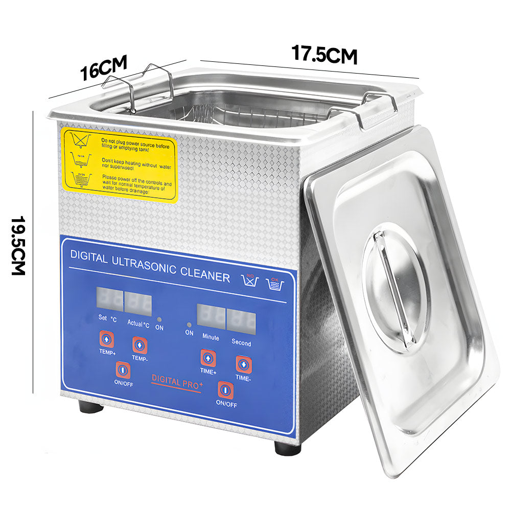Premium 2L Stainless Steel Ultrasonic Cleaner with Digital Timer and Heater