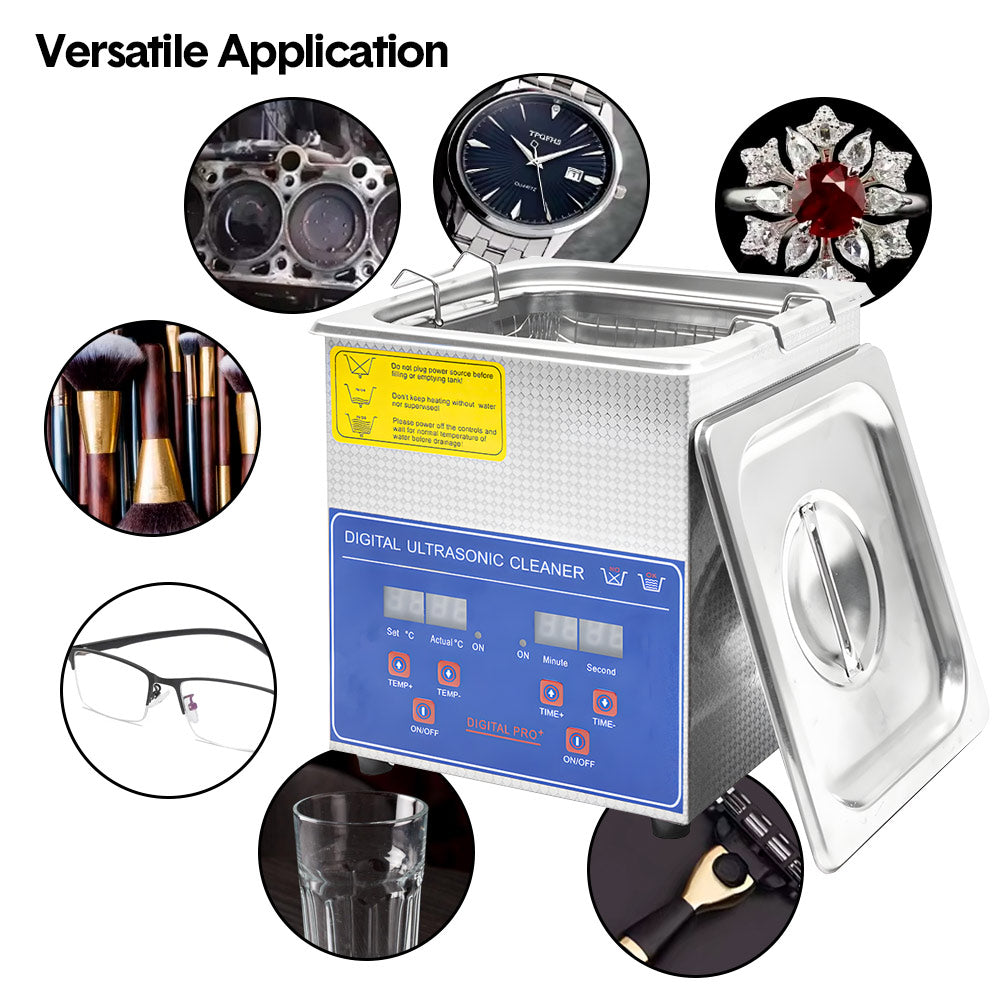 Premium 2L Stainless Steel Ultrasonic Cleaner with Digital Timer and Heater