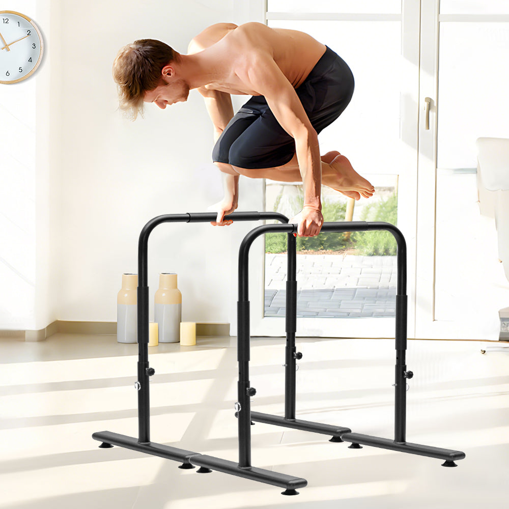 Premium Black Adjustable Dip Bars Set with 200kg Capacity