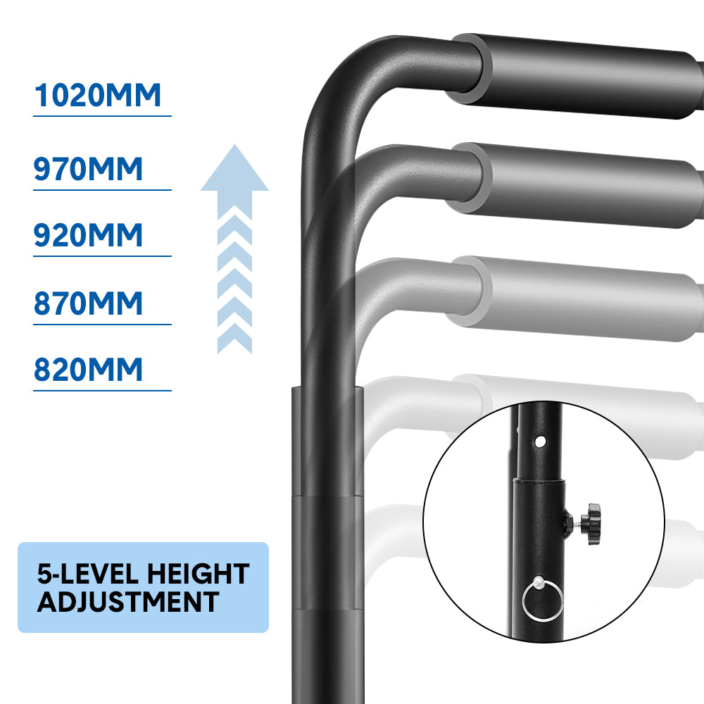 Premium Black Adjustable Dip Bars Set with 200kg Capacity