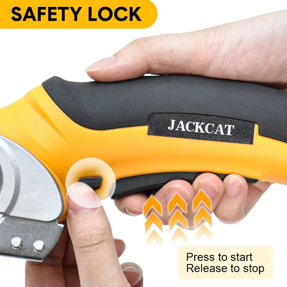 Premium Cordless Electric Scissors – Yellow 4.2V Rechargeable Cutter with Safety Lock