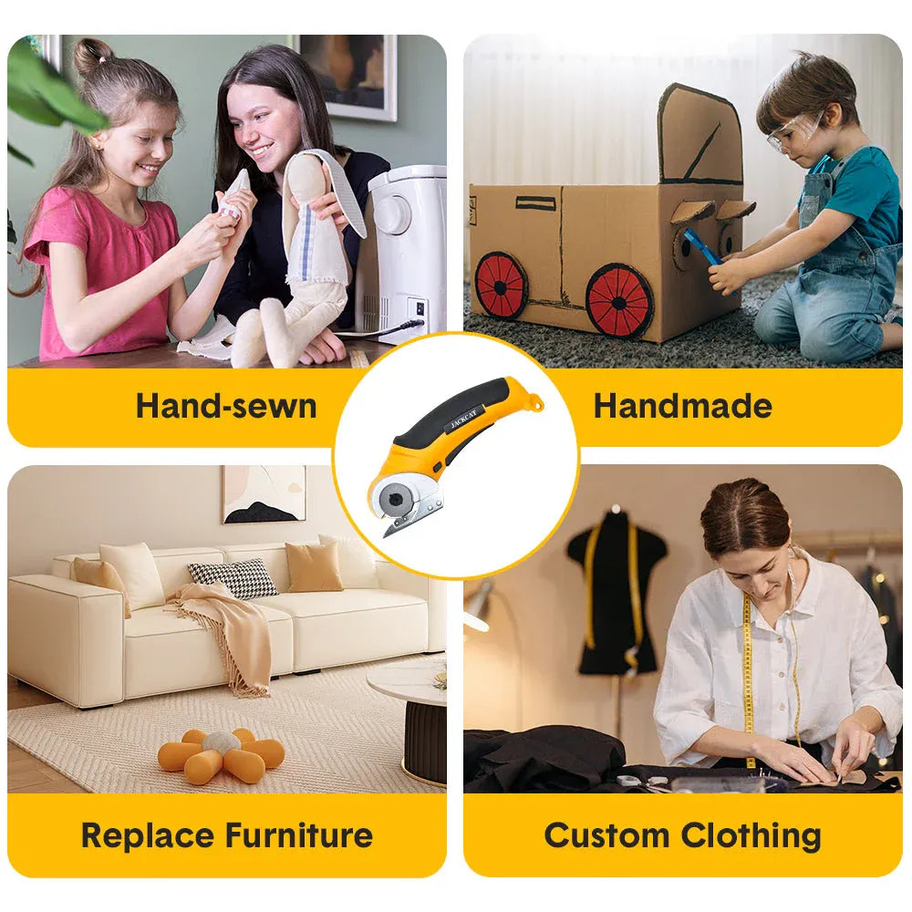 Premium Cordless Electric Scissors – Yellow 4.2V Rechargeable Cutter with Safety Lock