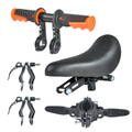 Premium Black 3-in-1 Kids Front Bike Seat with Handlebar & Foot Pedal