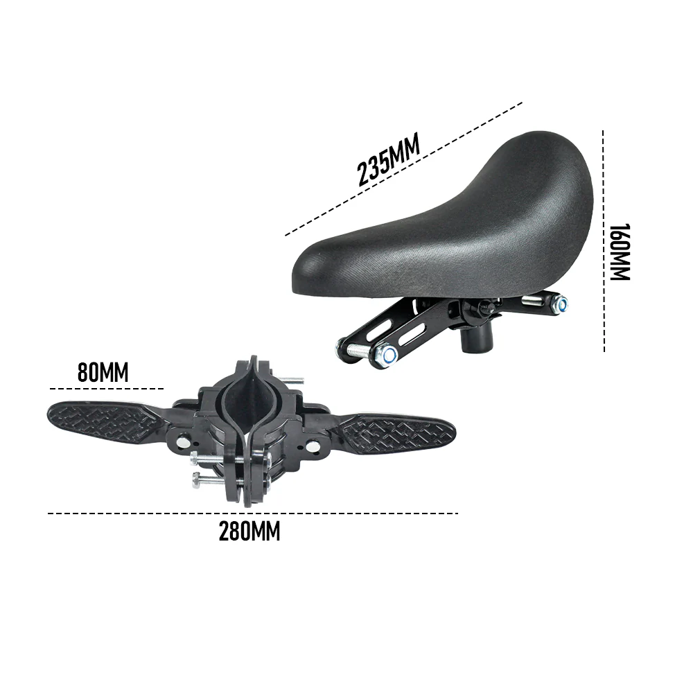 Premium Black 3-in-1 Kids Front Bike Seat with Handlebar & Foot Pedal