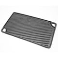 Premium Reversible Cast Iron Griddle – Black 43 x 24cm, Flat & Grooved