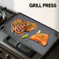 Premium Reversible Cast Iron Griddle – Black 43 x 24cm, Flat & Grooved