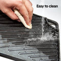 Premium Reversible Cast Iron Griddle – Black 43 x 24cm, Flat & Grooved