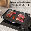 Premium Reversible Cast Iron Griddle – Black 43 x 24cm, Flat & Grooved