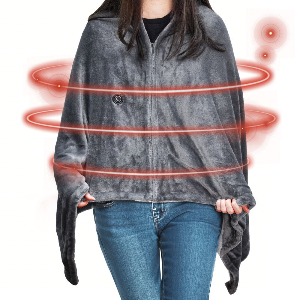Premium USB Heated Blanket Shawl – Grey 150 x 80cm, 3 Heat Settings