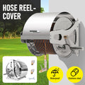 Premium Silver Stainless Steel Garden Hose Reel with Cover & Crank Handle