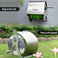 Premium Silver Stainless Steel Garden Hose Reel with Cover & Crank Handle