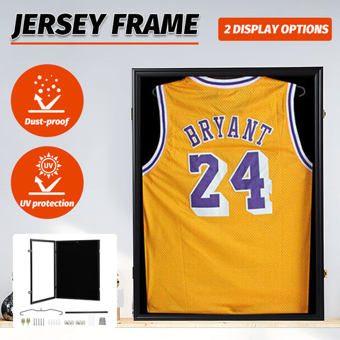 Premium Black Lockable Jersey Display Frame with UV Protection Acrylic