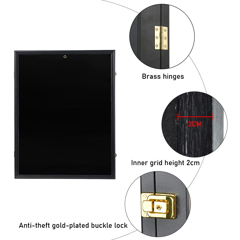 Premium Black Lockable Jersey Display Frame with UV Protection Acrylic