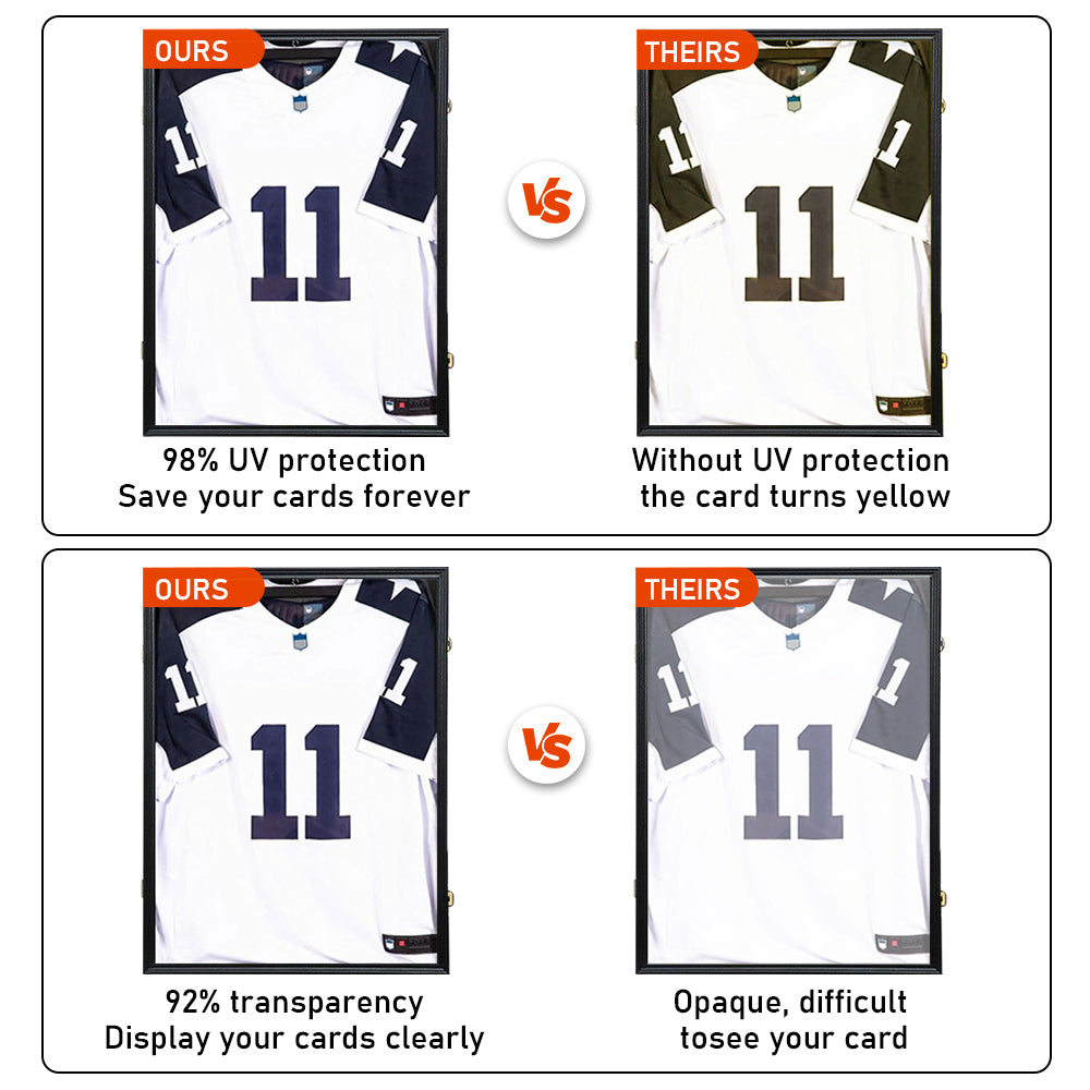 Premium Black Lockable Jersey Display Frame with UV Protection Acrylic