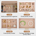 Ivory 4 Layer PU Leather Jewellery Box with Glass Lid Velvet Lining and 3 Drawers