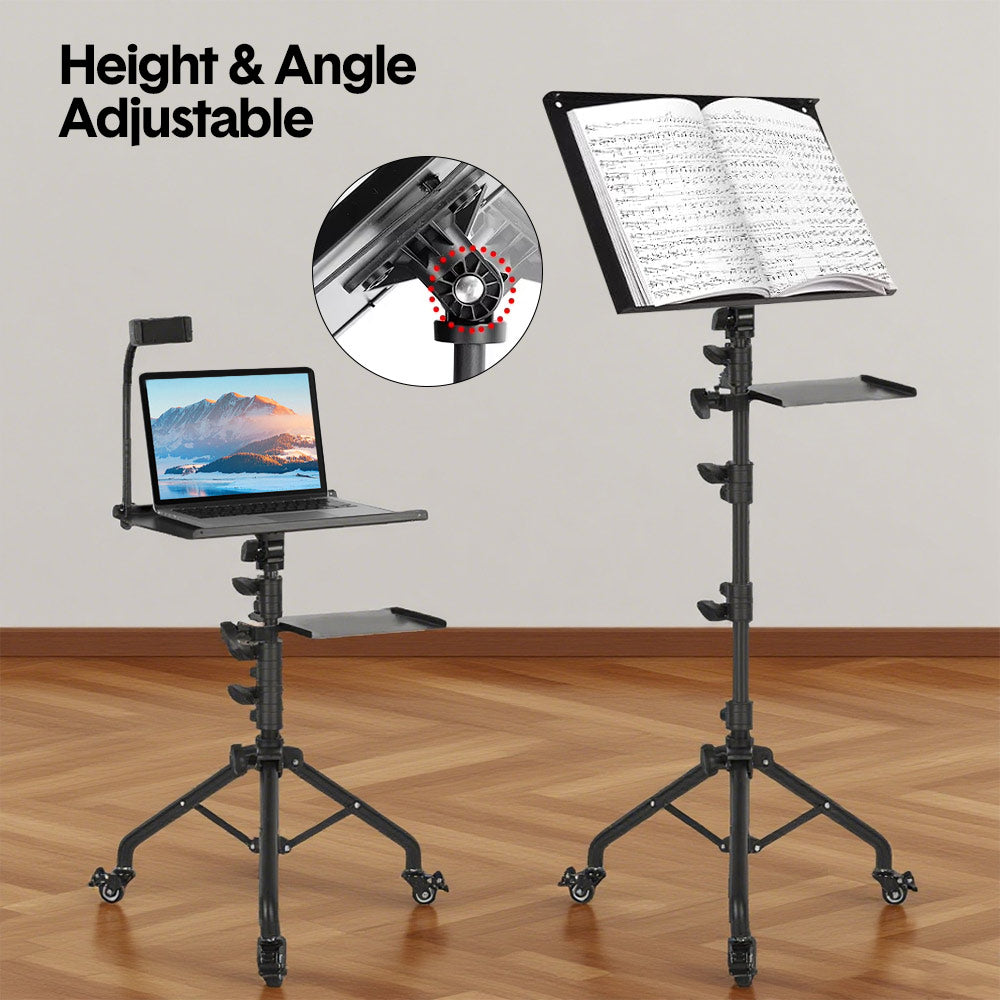 Premium Mobile Laptop Tripod Stand with Wheels Adjustable 82-170cm