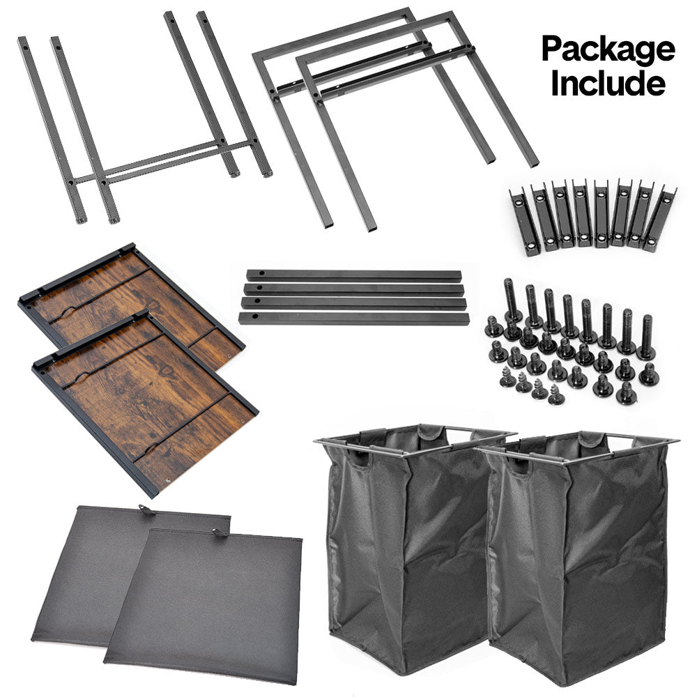 Premium Laundry Hamper – Black/Rustic Brown with MDF Shelf & 2 Pull-Out Bags