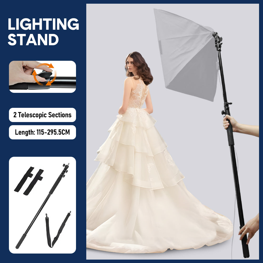 Premium Black 3M Telescopic Boom Pole Light and Microphone Stand