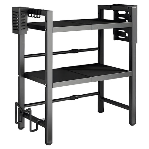 Premium 3-Tier Microwave Stand – Black Adjustable Stainless Steel Shelf