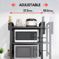 Premium 3-Tier Microwave Stand – Black Adjustable Stainless Steel Shelf