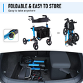 Alston Blue 2-in-1 Foldable Rollator Walker with Seat Brakes and 136kg Capacity