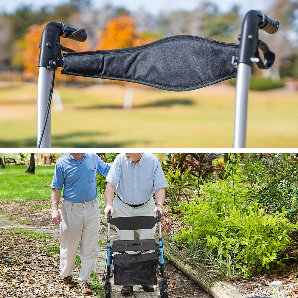 Alston Blue 2-in-1 Foldable Rollator Walker with Seat Brakes and 136kg Capacity