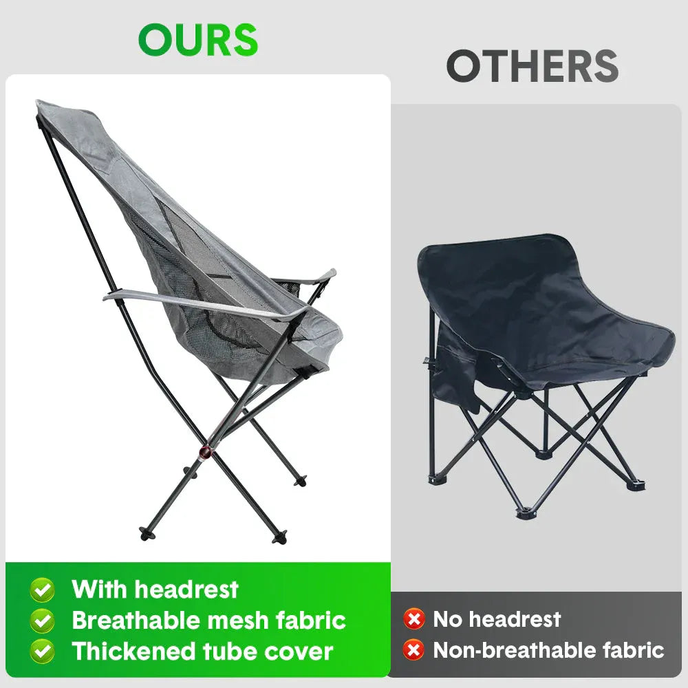 Alston Ultra Light 1.5kg Folding Moon Camping Chair Grey 150kg Capacity