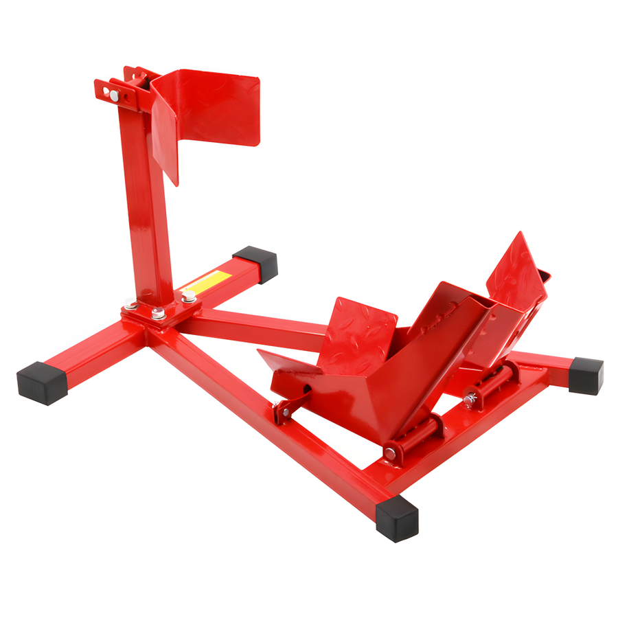 Premium Red Heavy-Duty Motorcycle Front Wheel Chock Stand