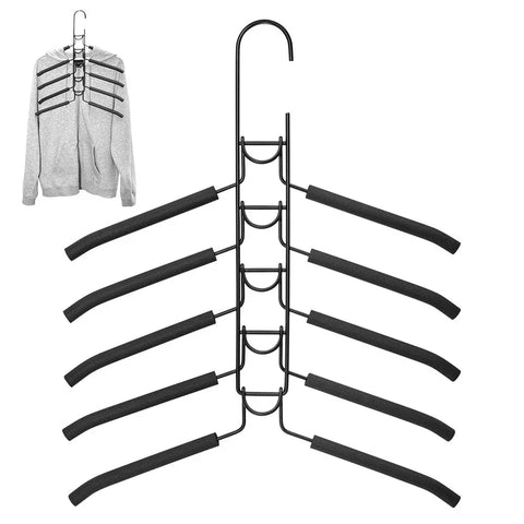 Premium 5-in-1 Magic Clothes Hangers – Black 8 Sets, Space-Saving Carbon Steel