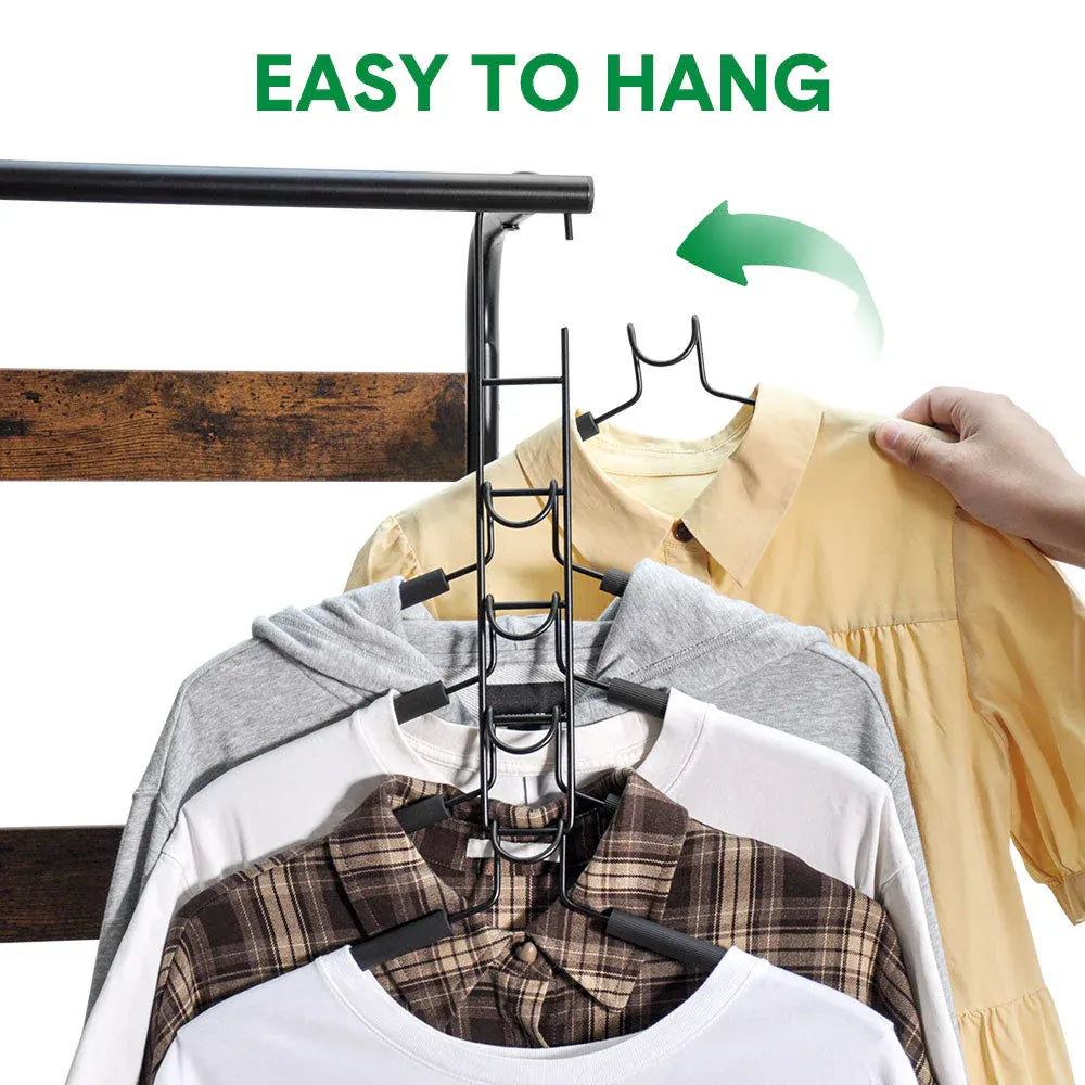 Premium 5-in-1 Magic Clothes Hangers – Black 8 Sets, Space-Saving Carbon Steel