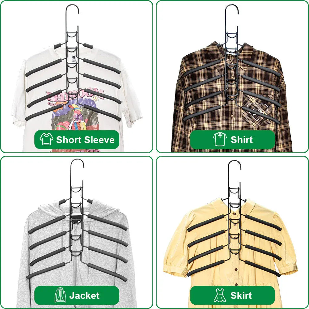 Premium 5-in-1 Magic Clothes Hangers – Black 8 Sets, Space-Saving Carbon Steel