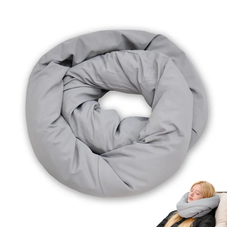 Premium Adjustable Travel Pillow Wraps – Grey 2 Pack, 360° Neck Support