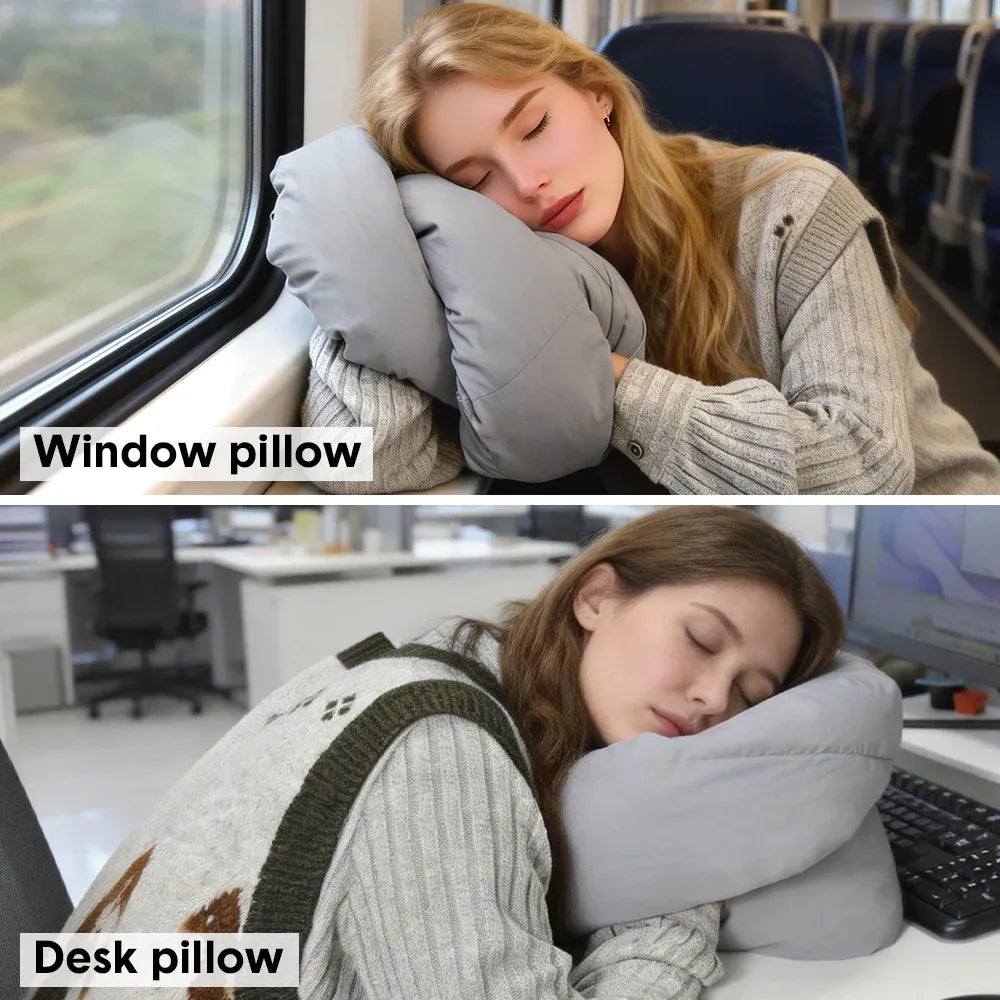 Premium Adjustable Travel Pillow Wraps – Grey 2 Pack, 360° Neck Support