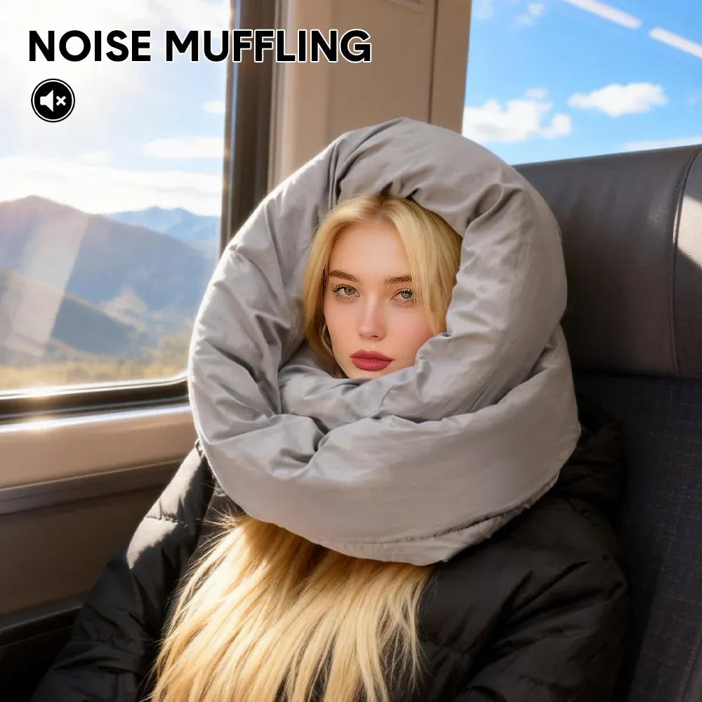 Premium Adjustable Travel Pillow Wraps – Grey 2 Pack, 360° Neck Support